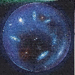 ballon- bzw. kugelförmiges Universumsbild