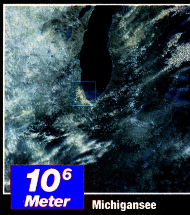 Ansicht eines 1000 mal 1000 km grossen Ausschnitts: - Michigansee, USA