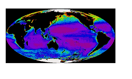 Animation der Weltmeere und ihrer Oberffächentemperaturder  -> externer link zur NASA