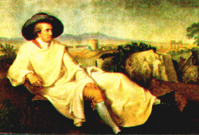 Gemälde von J.H.W. Tischbein: Goethe in der Campagna 1787, Städtisches Kunstinstitut Frankfurt M. - mitexternem link 