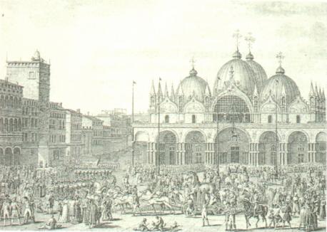 Abtransport der vier sybolträchtigen Pferde von San Marco 1797 nach Paris