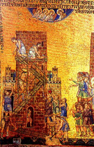 Mosaik: Turmbau zu Babel in der Goldenen Bibel von Venerdigs Dogen